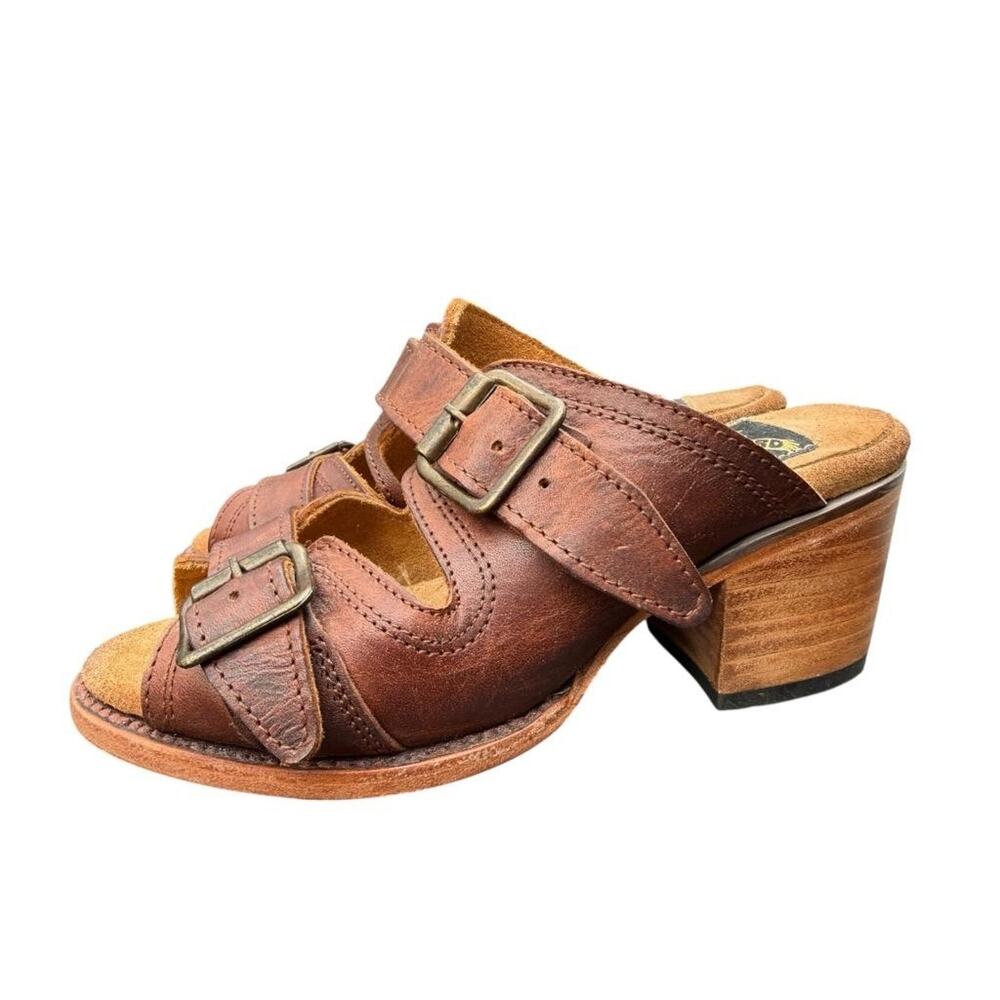 Freebird Caprice Boho Slide Sandal Heel Brown Leather Women size 5 - Picture 2 of 6